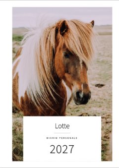Copertina con la foto di un pony pezzato dalla criniera chiara: Lotte, Diario personale, 2027